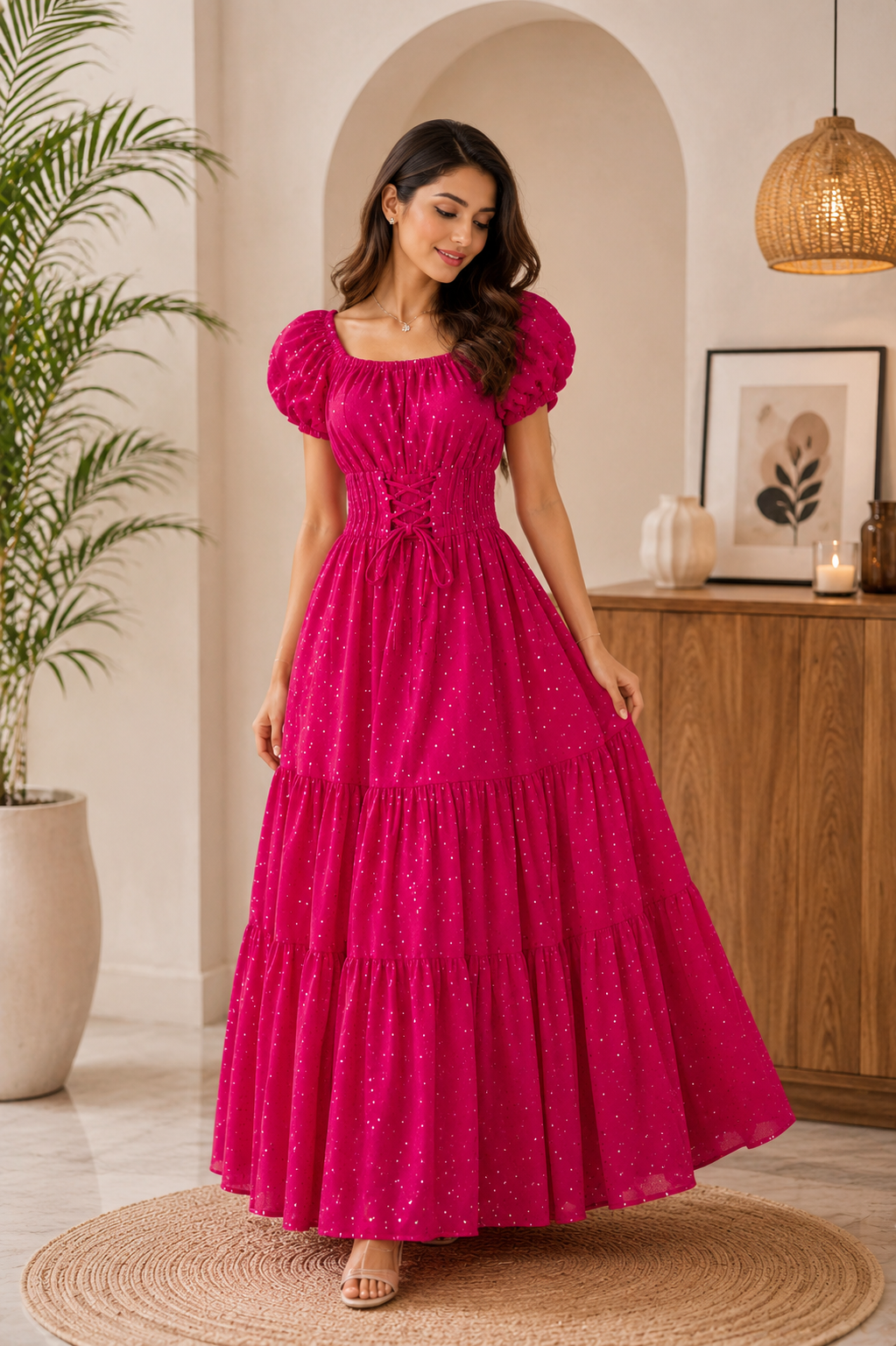 Soft Fabric Rhinestone Dress