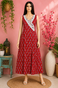 Red Lace Work Pure Cotton Kurti