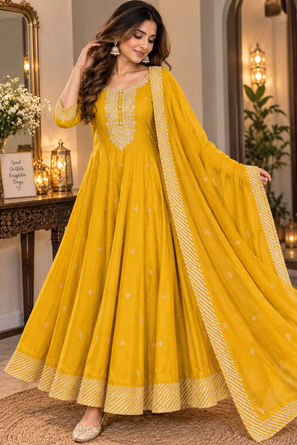 Mustard Yellow Anarkali Dress
